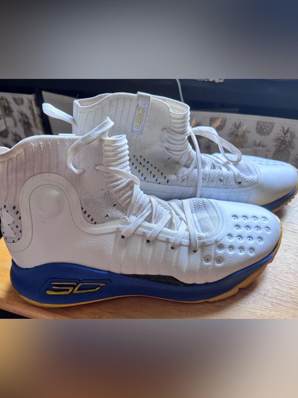 Curry 4 Under Armour SC Basketball Shoes - White & Blue